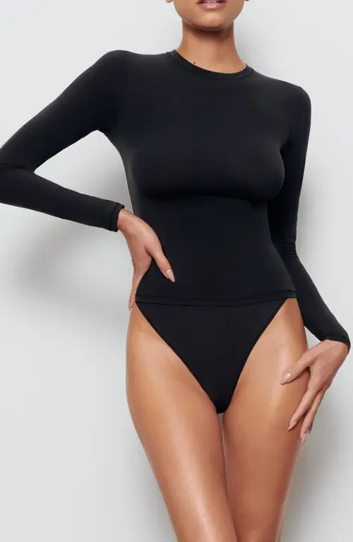 SKIMS Fits Everybody Long Sleeve T-Shirt in Onyx at Nordstrom, Size Large | Nordstrom