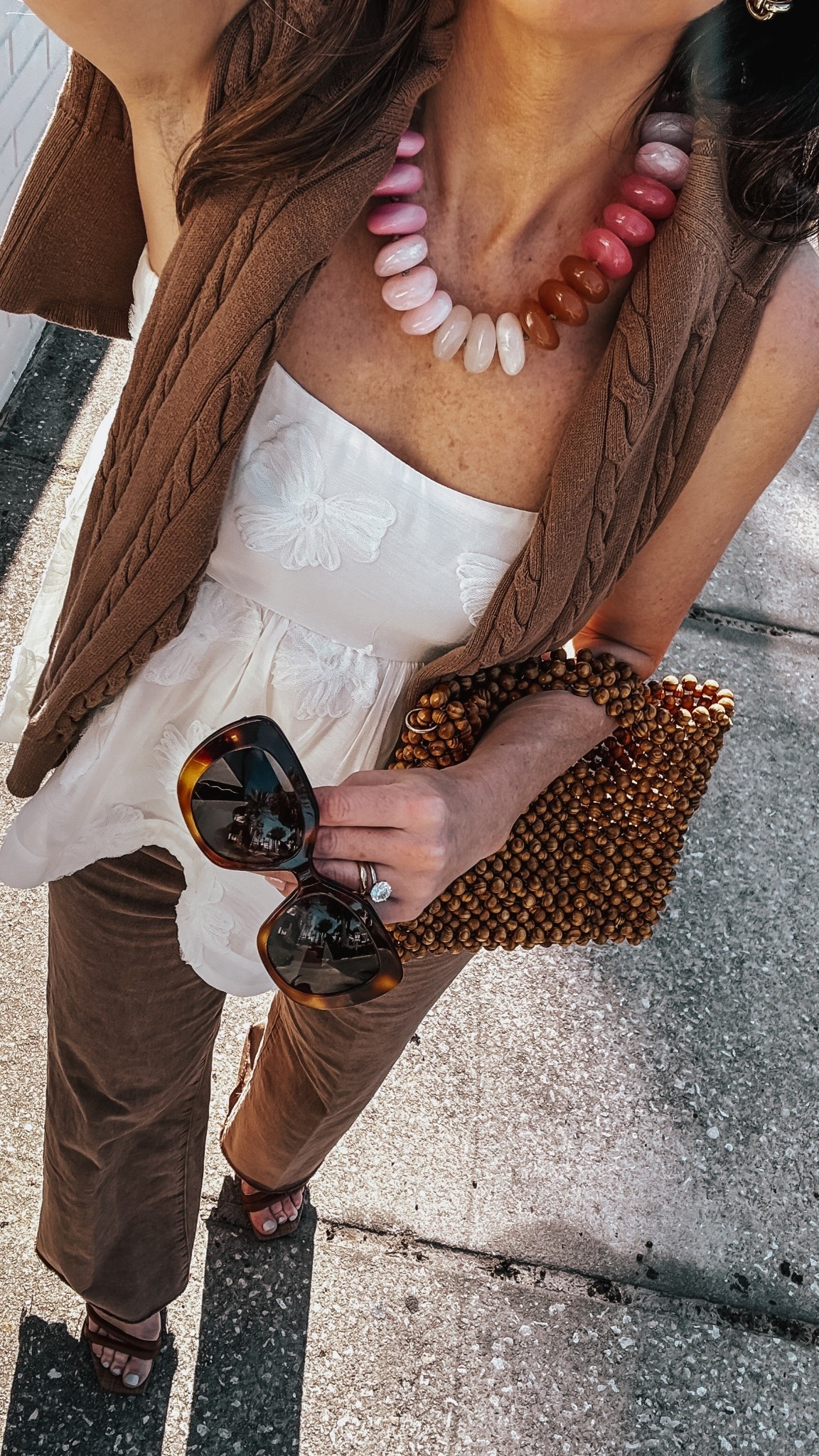 peplum top, wide leg denim, statement necklace, neutral spring outfit

#LTKOver40 #LTKSeasonal