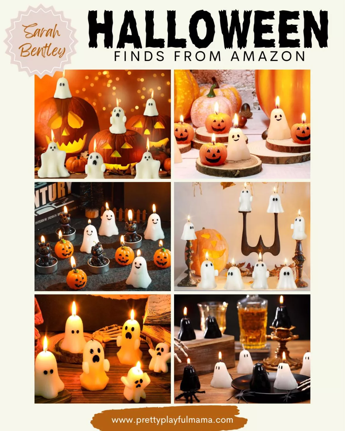 MTLEE 6 Pieces Halloween Ghost Candles Halloween Cute Pumpkin Decorative  Tabletop Candle Set Halloween Ghost Candle Set Delicate Candles for Home