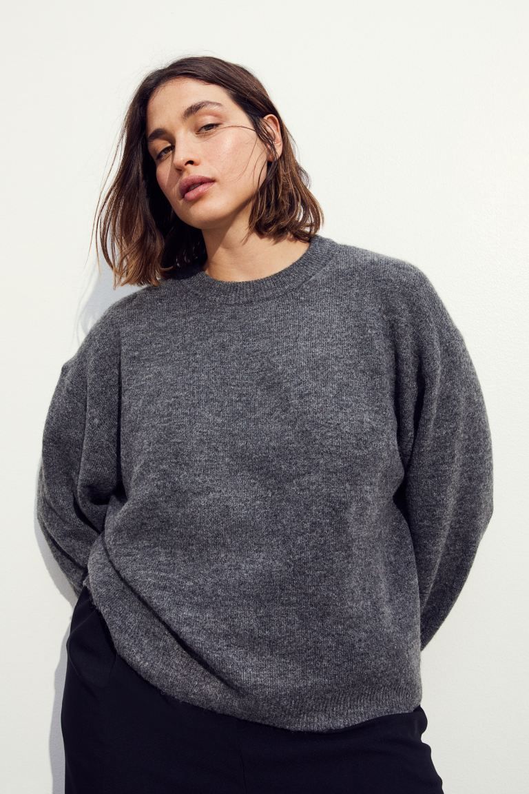Knitted jumper - Dark grey marl - Ladies | H&M GB | H&M (UK, MY, IN, SG, PH, TW, HK)