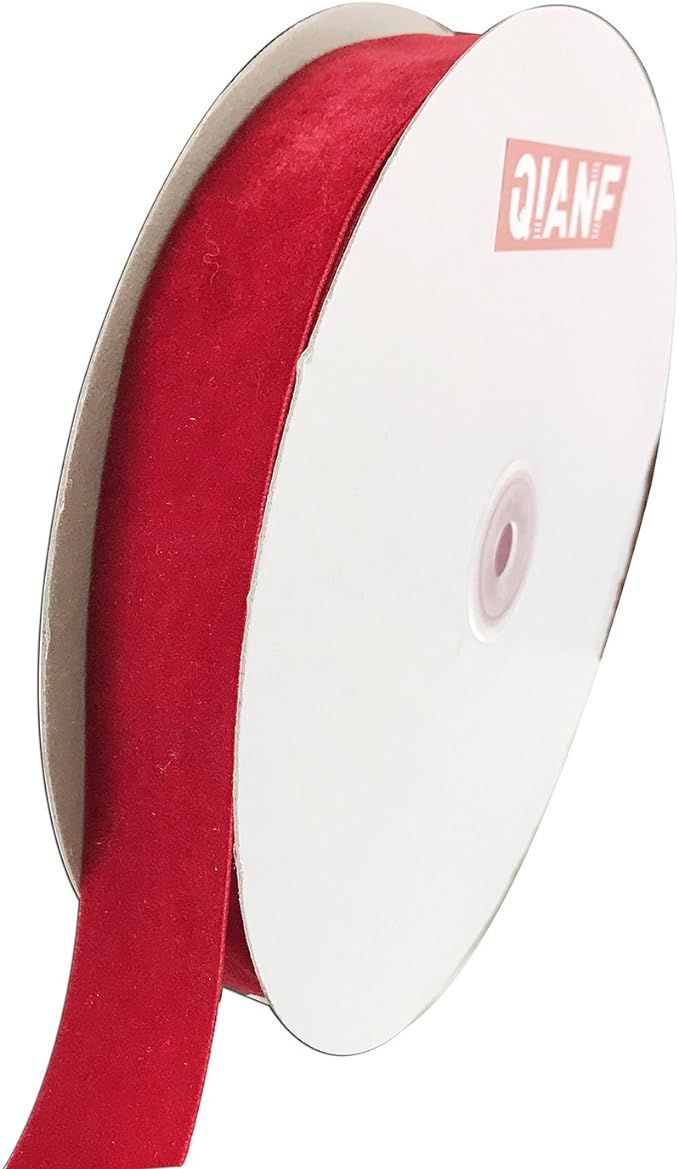 QIANF Vintage Red Velvet Ribbon, 1 Inch X 25Yd | Amazon (US)