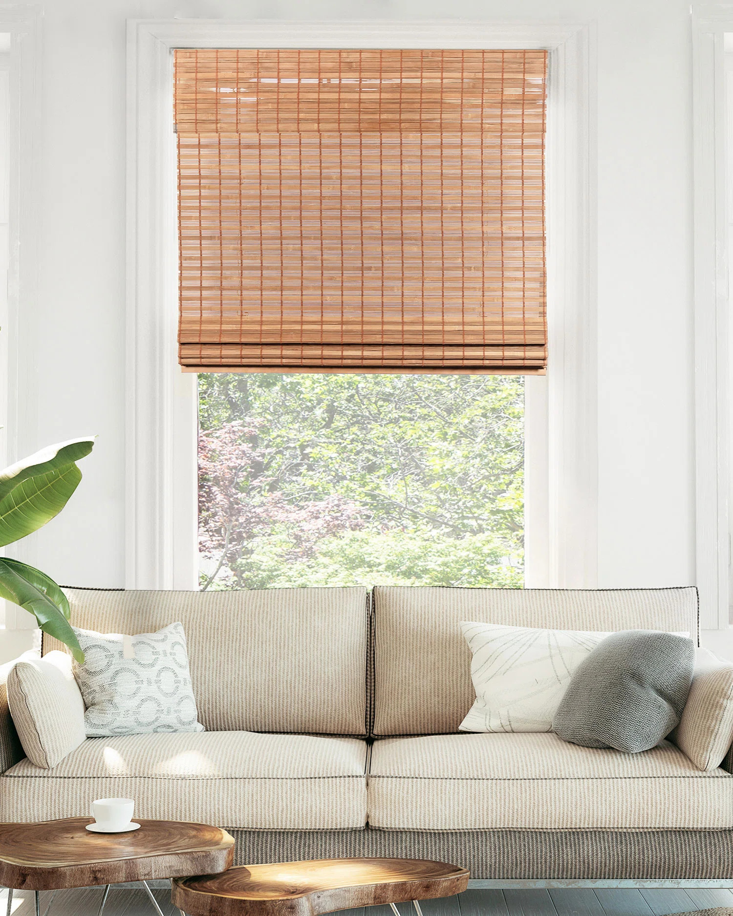 Cordless Light Filtering Woven Wood Bamboo Roman Shade with Valance | Wayfair North America