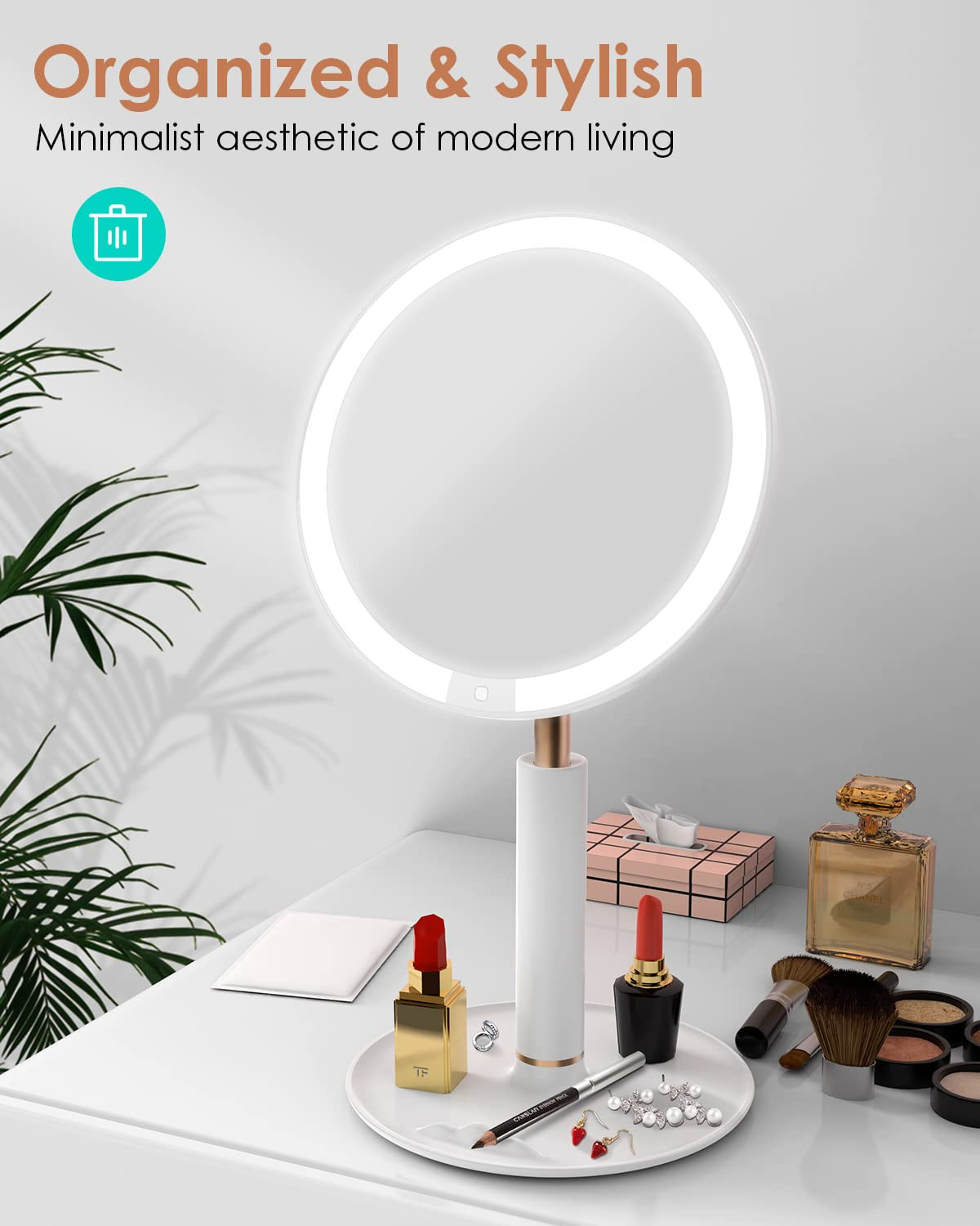 Makeup Mirror Vanity Mirror with Lights, LASTAR Rechargeable LED Makeup Mirror with 3X Magnifier and | Amazon (US)