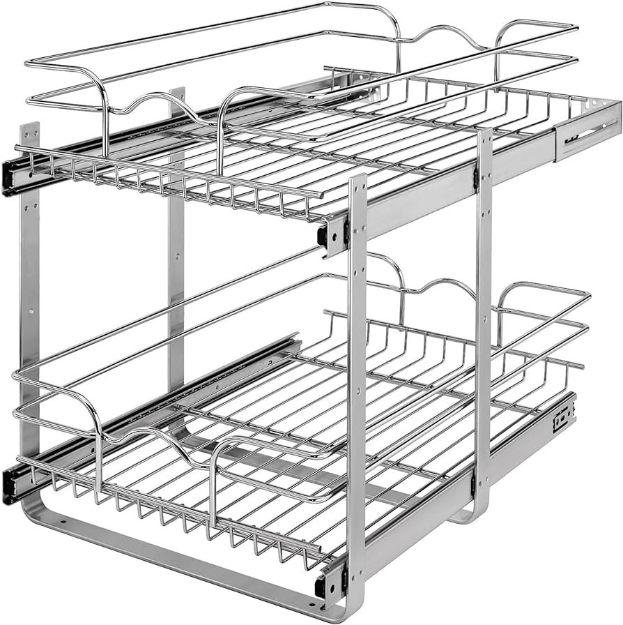Rev-A-Shelf 2-Tier Kitchen Cabinet Pull Out Shelf and Drawer Organizer Slide Out Pantry Storage B... | Amazon (US)