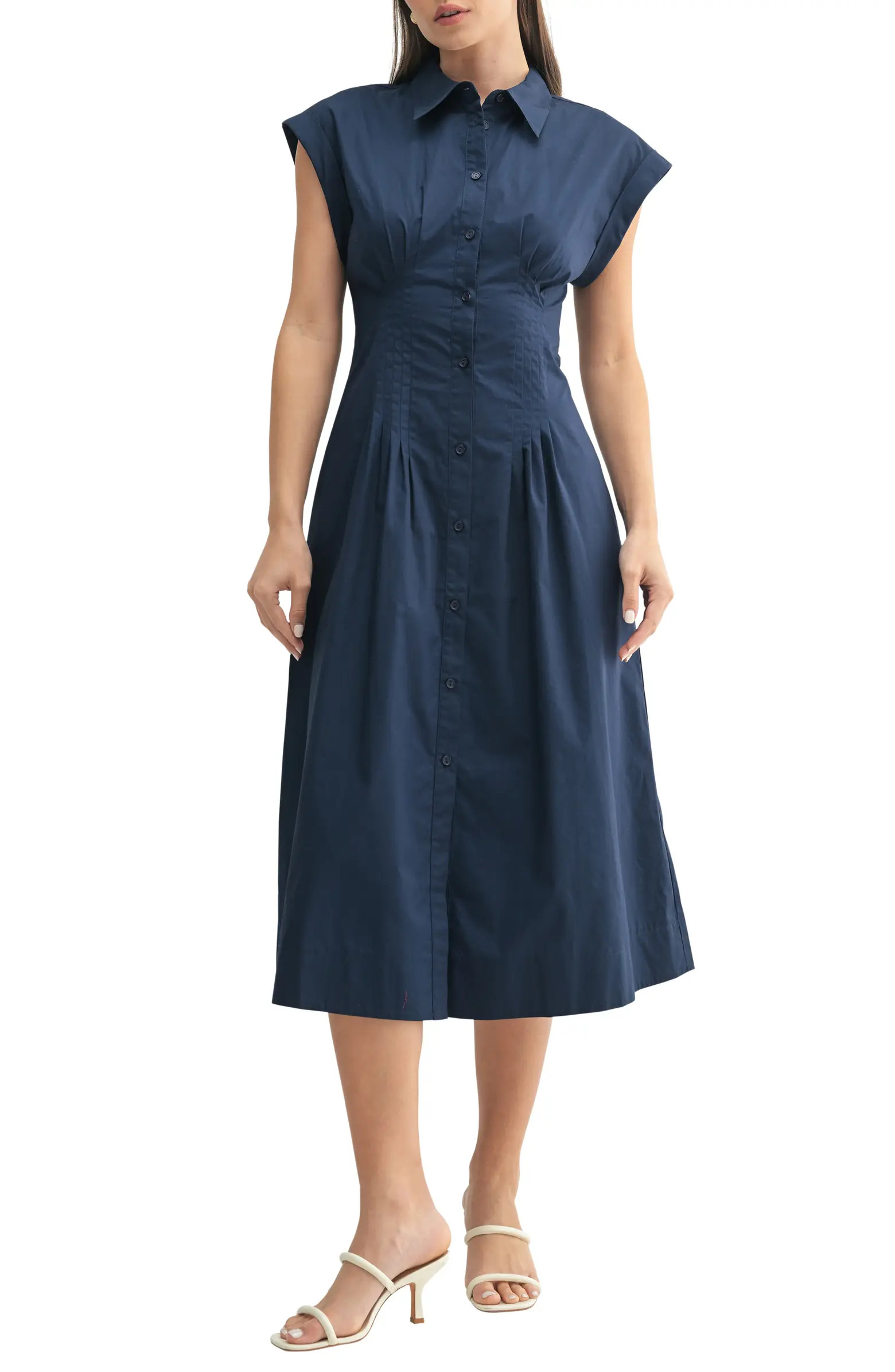 Mila Mae Pleated Cotton Shirtdress | Nordstromrack | Nordstrom Rack