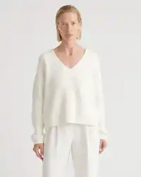 100% Organic Cotton Fisherman V-Neck Sweater | Quince
