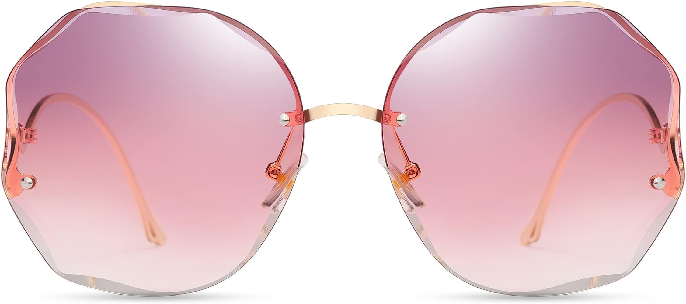 WOWSUN Y2K Sunglasses Rimless Gradient Womens Vintage Sunglasses | Amazon (US)