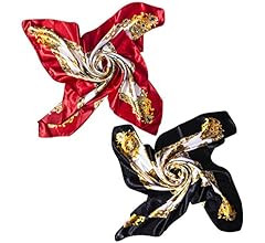 2 PCS Womens Satin Scarf Large Square Silk Feeling Head Hair Scarves Wraps for Sleeping 35 x 35 i... | Amazon (US)