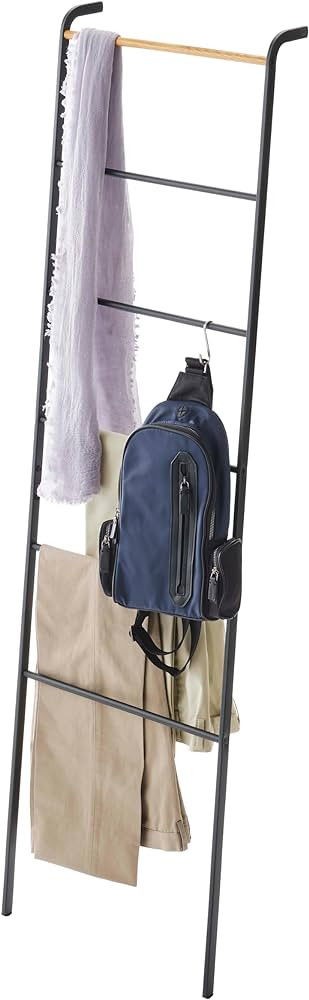 Yamazaki 2813 TOWER Kleiderleiter, schwarz, Stahl/Holz, Minimalistisches Design | Amazon (US)