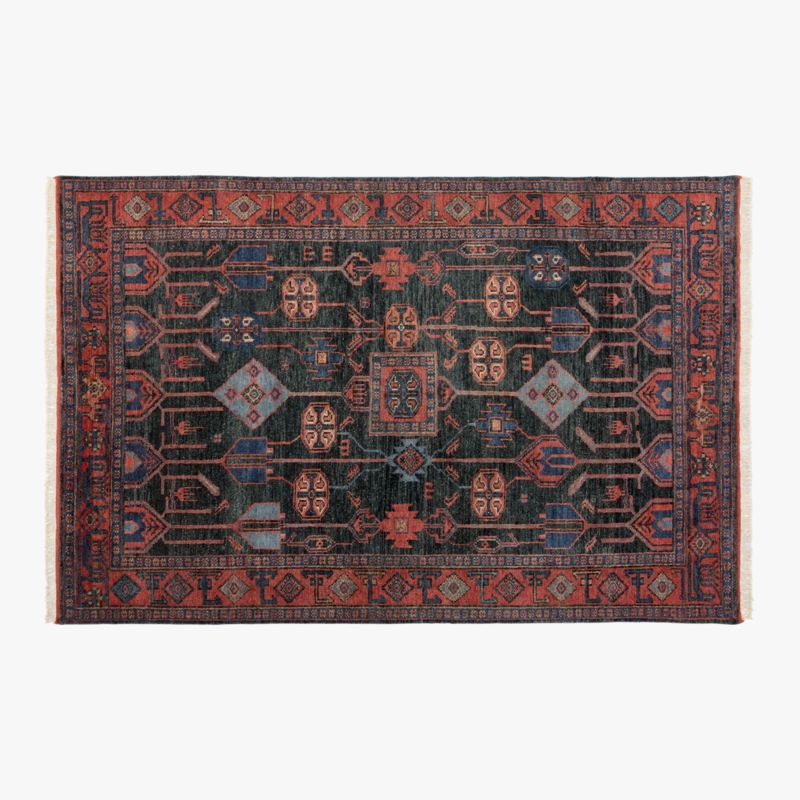 Eros Handknotted Red and Blue Area Rug 5'x8' + Reviews | CB2 | CB2