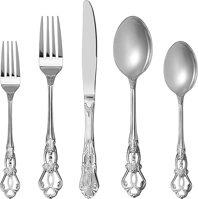 Runfly Gorgeous Retro Royal Stainless Steel 20 Pieces Flatware Set, Silverware Set, Anti-rust Sta... | Amazon (US)