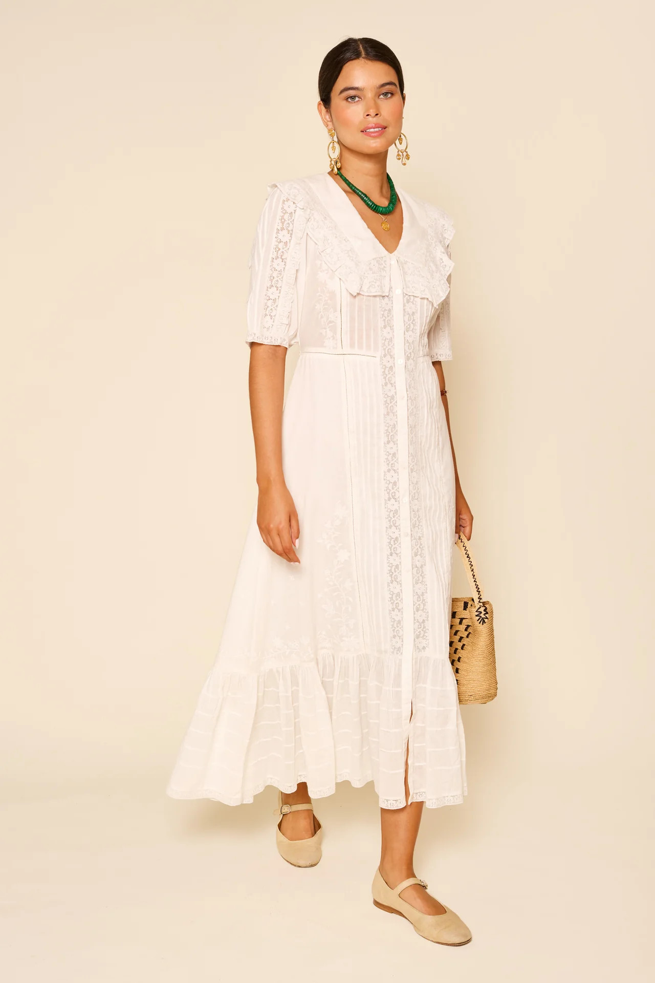 Edina - Pansy Embroidery White | Rixo