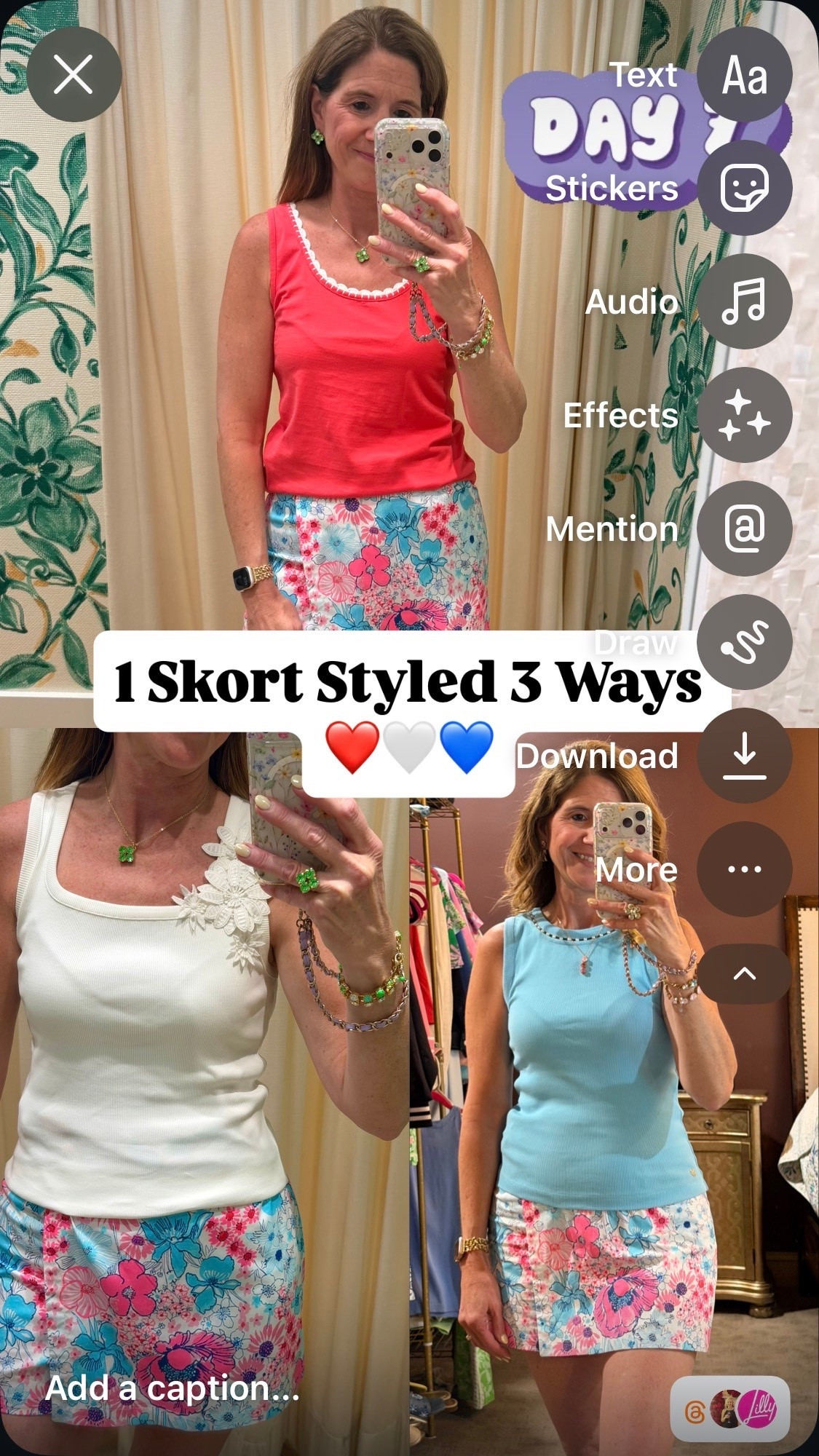 One Skort Styled 3 Ways ❤️🤍💙

This adorable new Lilly Pulitzer skort may not be part of the sale, but it was too good not to share!

I love finding pieces that can create multiple outfits with just a simple change of top.

My favorite ways to style it:

❤️ Red tank for patriotic summer celebrations
🤍 White tank for a classic everyday look
💙 Blue tank for vacations and casual dinners

This skort is perfect for:
☀️ Summer vacations
🇺🇸 Fourth of July
🚢 Cruises
🏖️ Beach towns
🍹 Casual summer gatherings

Which look is your favorite? 

Lilly Pulitzer skort
Lilly Pulitzer new release
summer skort outfit
skort styled 3 ways
patriotic outfit ideas
Fourth of July outfit
red white and blue outfit
summer vacation outfit
cruise outfit ideas
resort wear
colorful summer fashion
women’s skort outfit

#LillyPulitzer
#LillyPulitzerStyle
#SummerStyle
#SkortStyle

#LTKOver40 #LTKSeasonal #LTKTravel