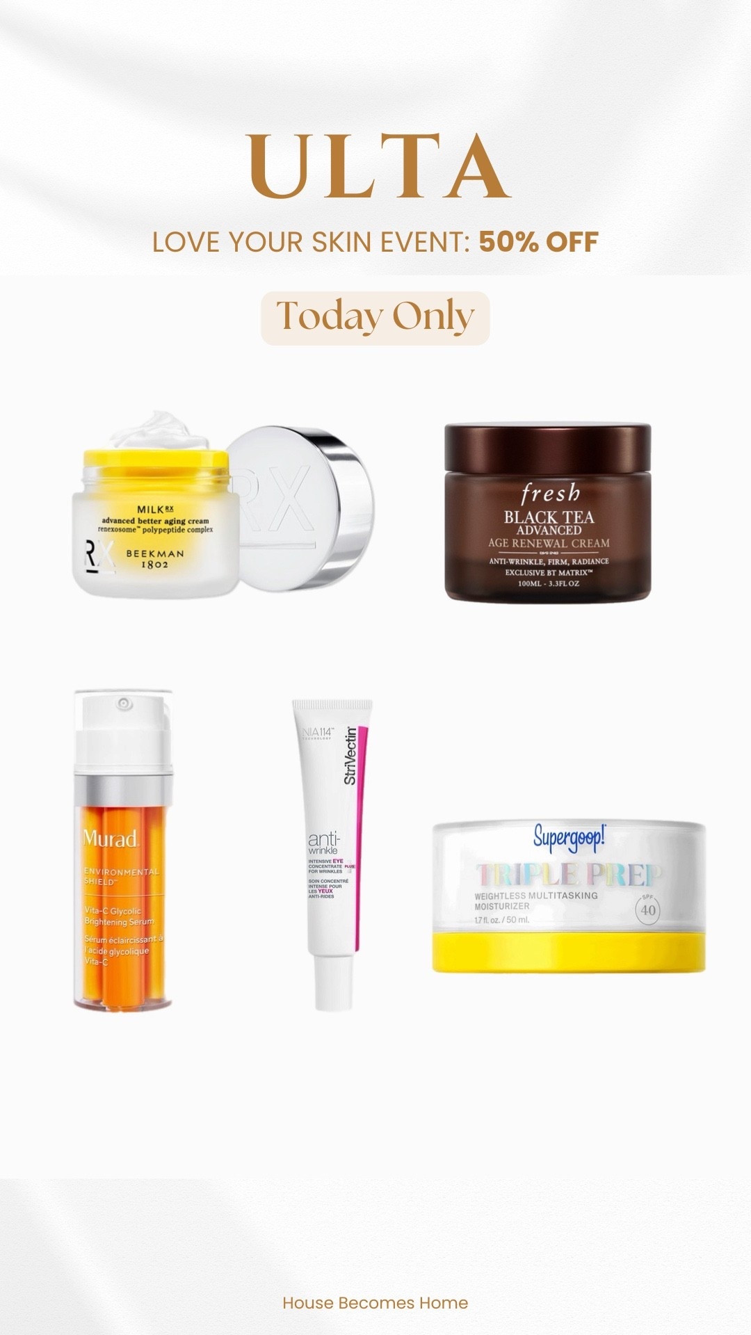 Ulta Love Your Skin event! 50% off today only!!




#LTKSaleAlert #LTKFindsUnder50 #LTKselfcare