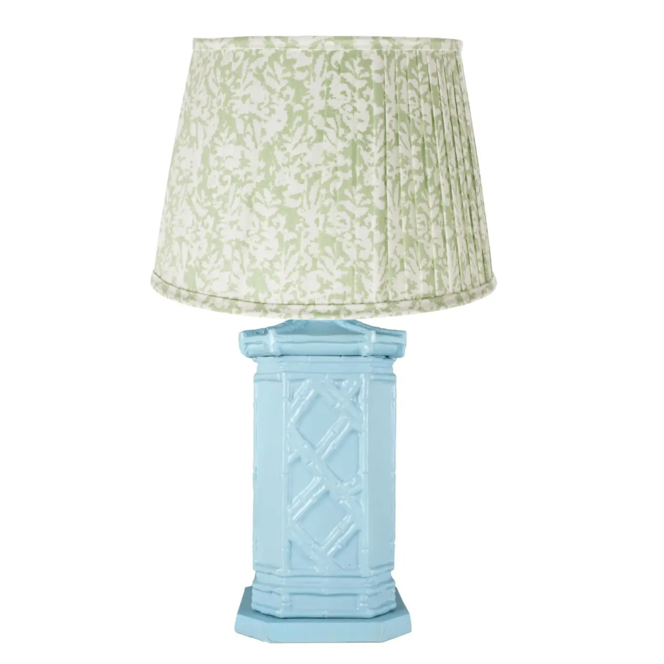 Bamboo Chippendale Tole Lamp, Cornflower Blue | Chairish