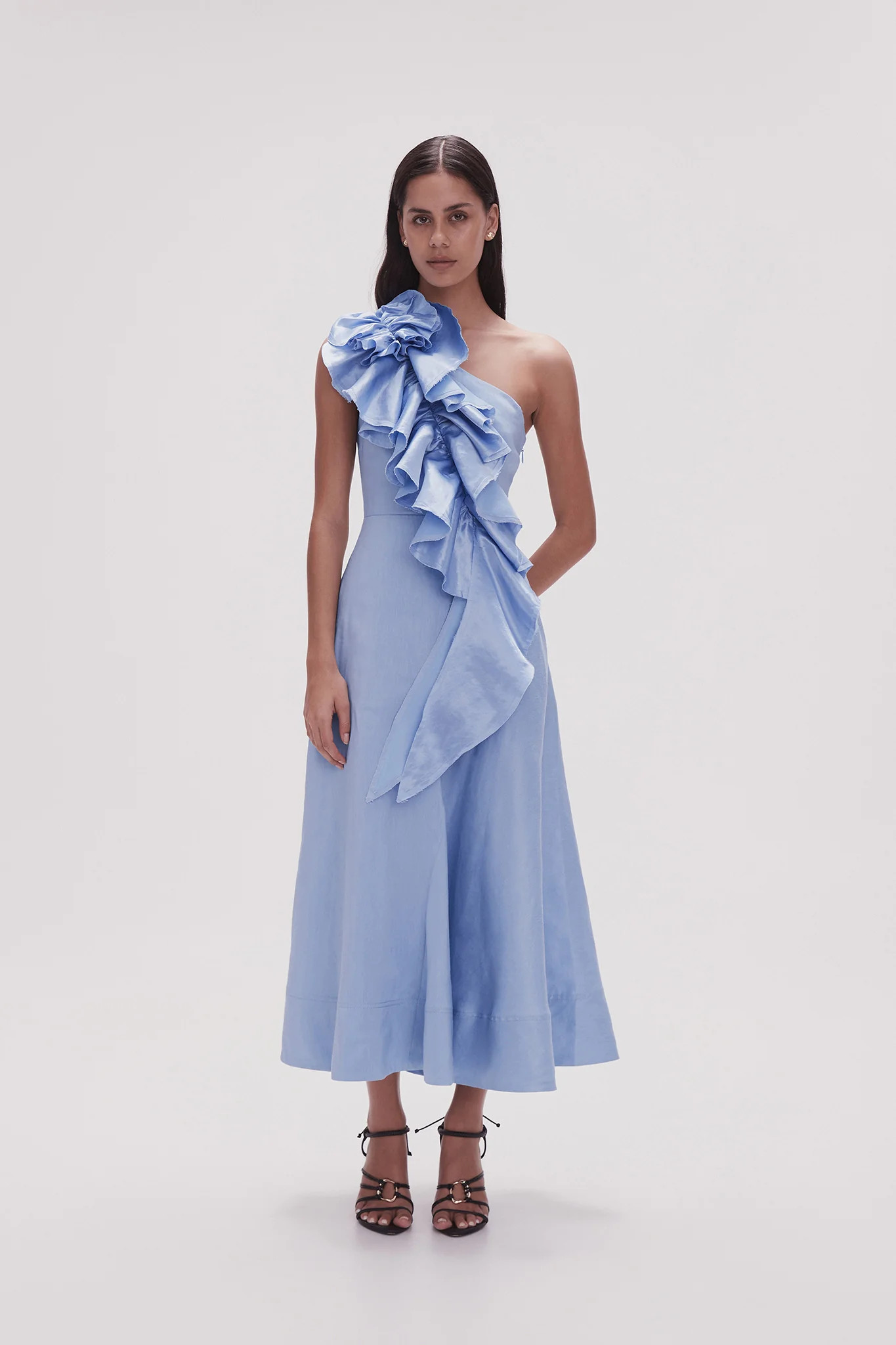 Adelia Ruffle Midi Dress | aje. (US, UK, Europe, ROW)
