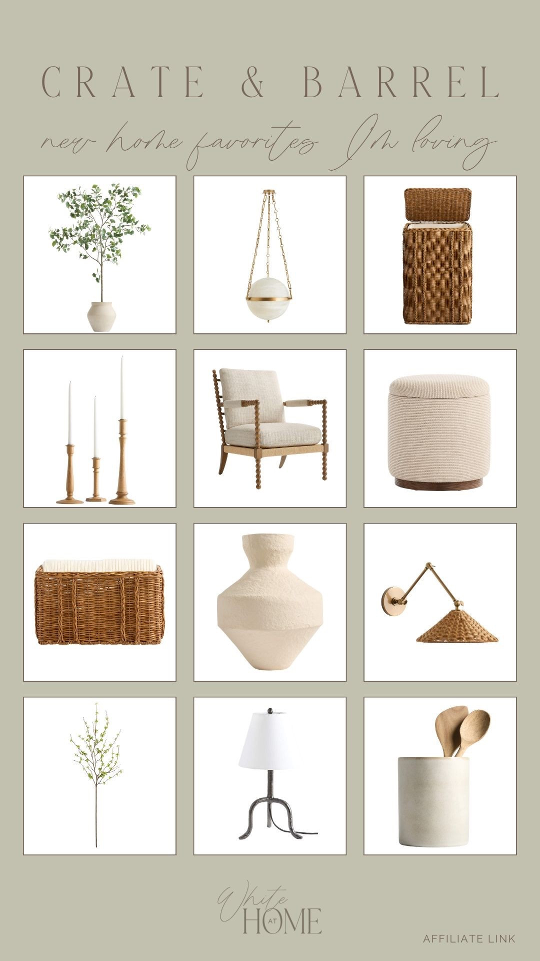 Crate & Barrel is always a go to for modern organic pieces. Earthy tones, textured styles, and modern lines. I love how well all of these wood and wicker pieces pair together with a pop of brass amongst various lighting elements! 

#LTKHome