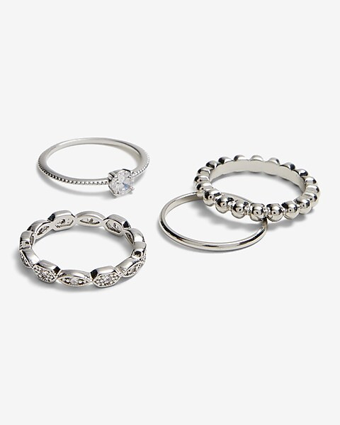 4 Piece Mixed Rhinestone Ring Set | Express