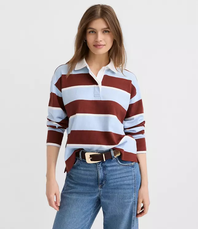 Rugby Stripe Polo Top | LOFT