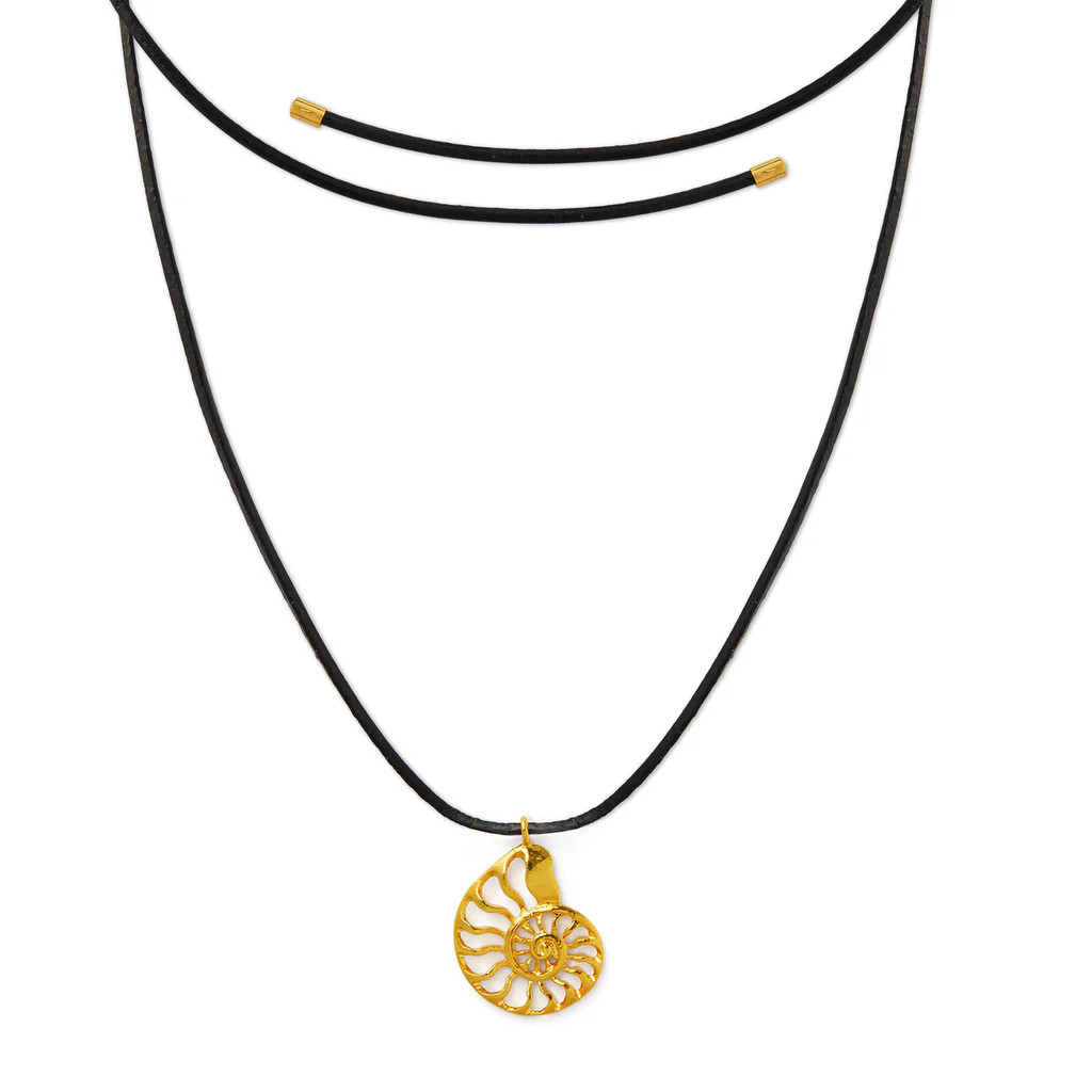 Open Ammonite Adjustable Leather Cord Necklace | Orelia