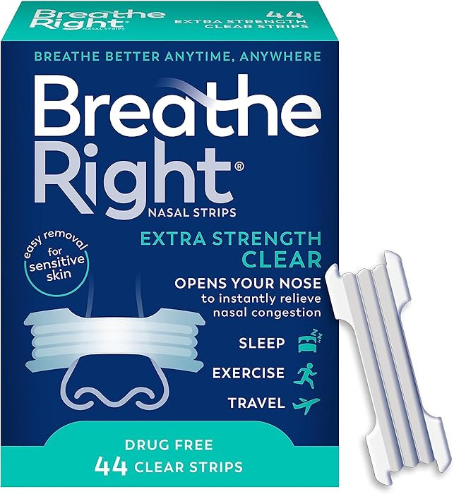 Breathe Right Nasal Strips, Extra Strength Clear Nose Strips, Drug-Free Nasal Congestion Relief f... | Amazon (US)