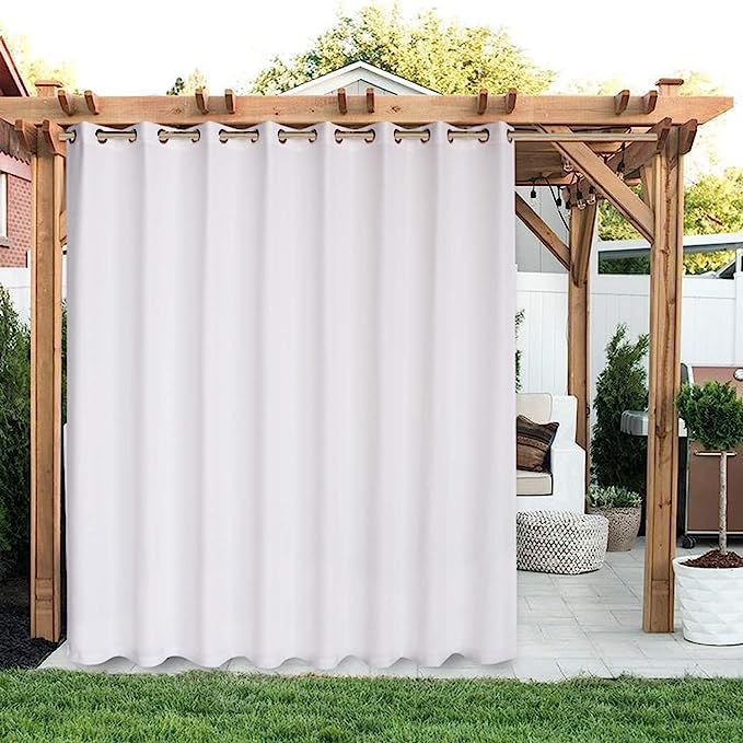 LORDTEX Linen Look Indoor/Outdoor Curtains, 105 x 95 Inch, White, Set of 2 Panels – Waterproof,... | Amazon (US)