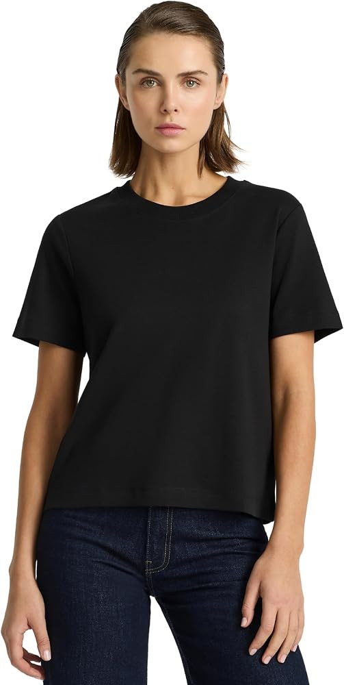 Women\u2019s Supima\u00ae Box Cut T-Shirt \u2013 USA-Grown Cotton, Relaxed Fit, Cropped Length, C... | Amazon (US)