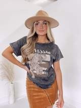 Charcoal Wild And Free Leopard Graphic Tee | Lane 201 Boutique