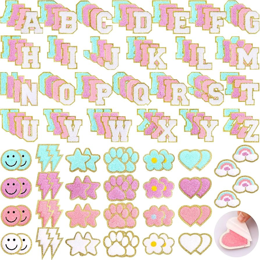 Yilloog 156 Pcs Glitter Self Adhesive Letters Chenille Clothing Patches Embroidered Repair Fuzzy ... | Amazon (US)