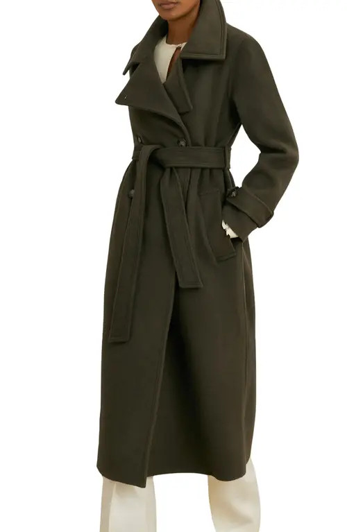 Reiss Atelier Scarlett Wool & Cashmere Wrap Coat in Khaki at Nordstrom, Size 6 Us | Nordstrom