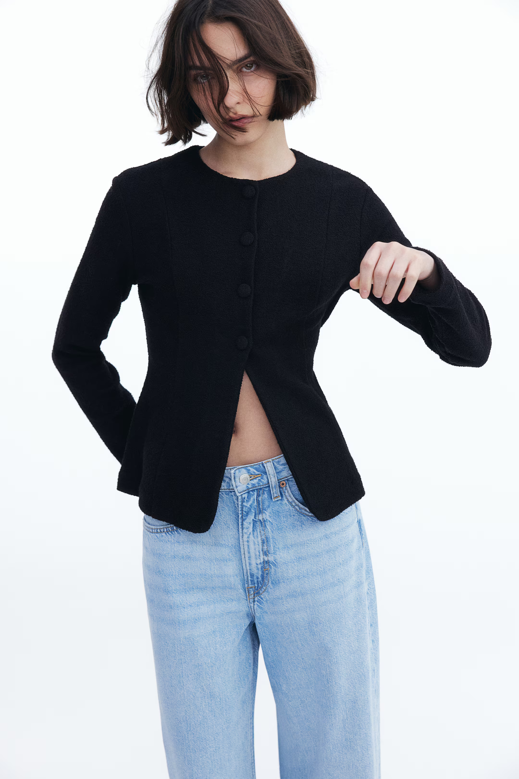 Waisted cardigan - Black - Ladies | H&M GB | H&M (UK, MY, IN, SG, PH, TW, HK)