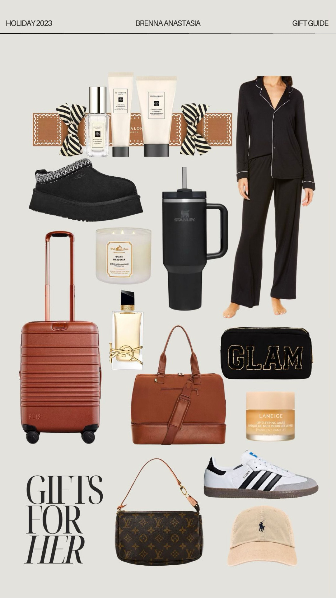 Holiday gifts for her 🖤 gift ideas for her, holiday gift guide 

Some of my favorite gift ideas for her this season! I love this pajama set and candle for a cozy night in. I’ve also been wearing my Tazz Uggs on repeat! The YSL perfume is my go-to and I always get so many compliments on it. A weekender bag, rolling suitcase, and travel makeup bag are the perfect gifts for the travel lover! ✨

#LTKGiftGuide #LTKtravel #LTKHoliday