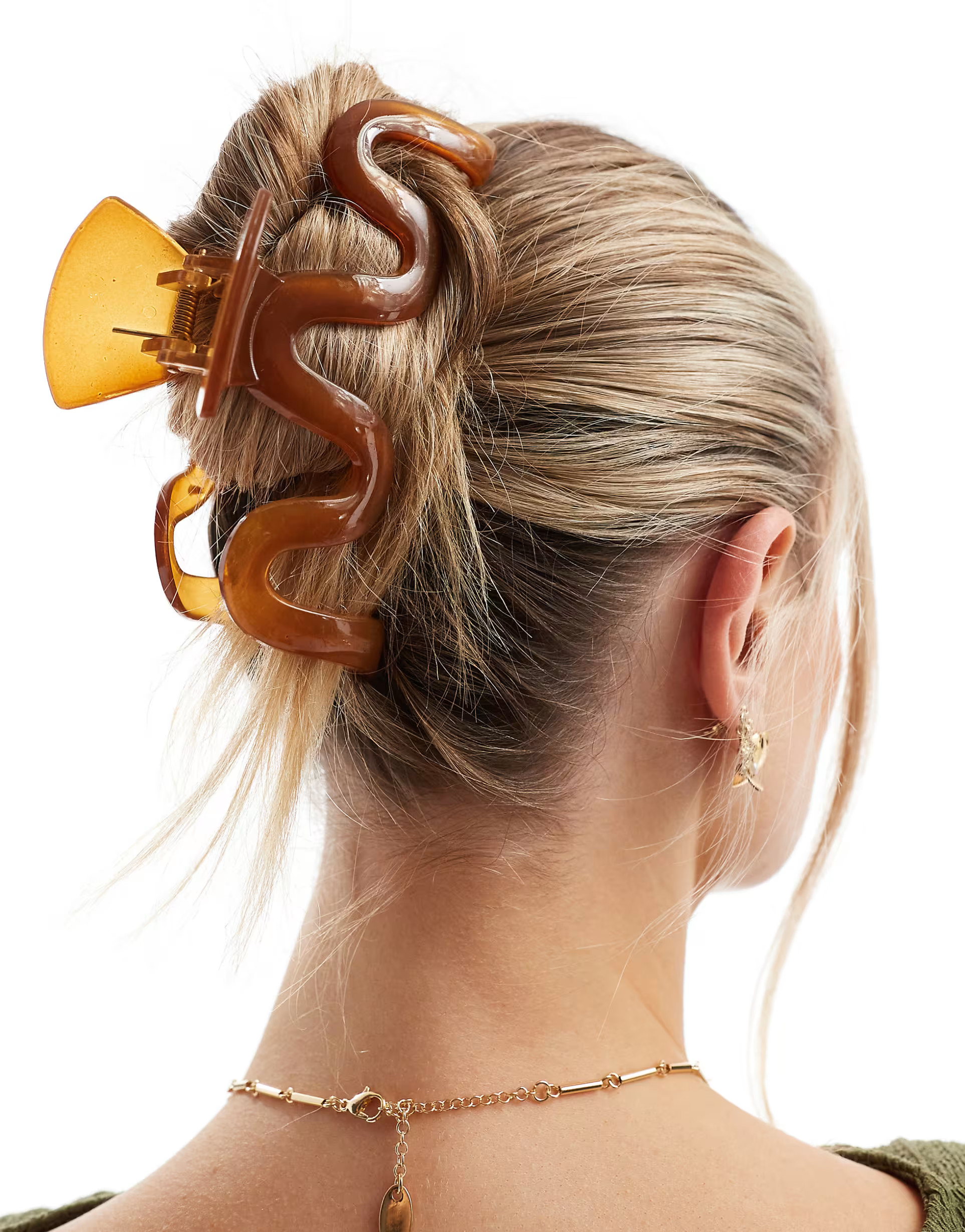 Pieces XL squiggle hair claw clip in dark brown | ASOS (Global)