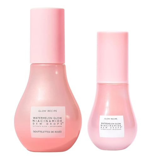 Glow Recipe Watermelon Glow Niacinamide Dew Drops - Hydrating & Illuminating Makeup Primer for Dewy, Glass Skin - Hyaluronic Acid Serum for Face Brightening, Plumping, & Highlighting (40 ml + 15 ml) | Amazon (US)