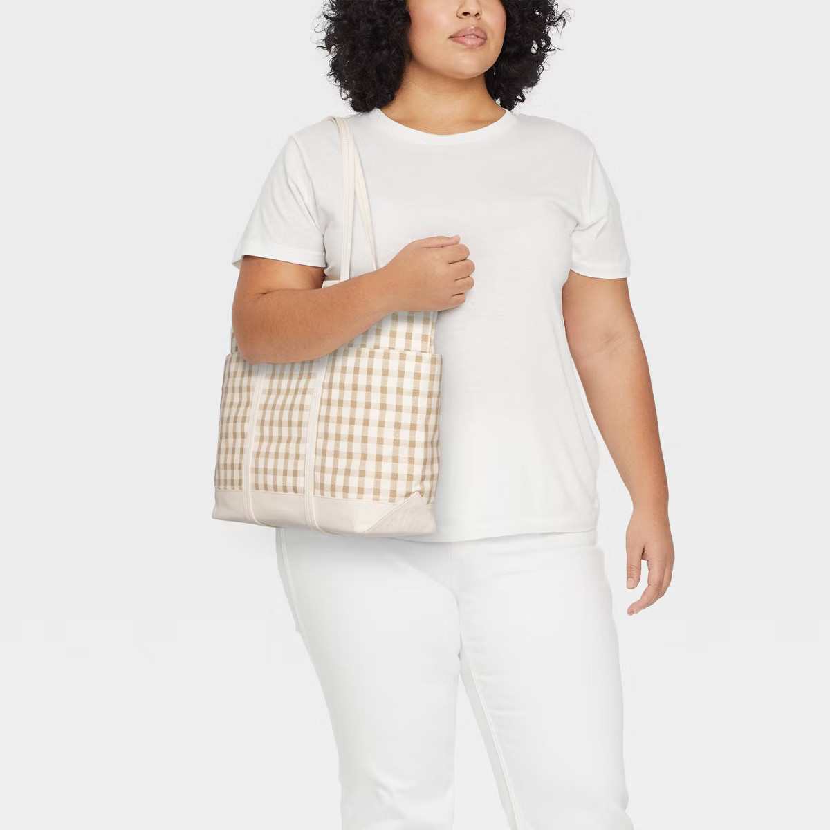 Canvas Cargo Tote Bag - Universal Thread™ Gingham Cream | Target