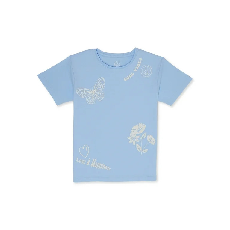 Wonder Nation Girls, Cool Vibes, Crew Neck, Short Sleeve, Graphic T-Shirt, Sizes 4-18 - Walmart.c... | Walmart (US)