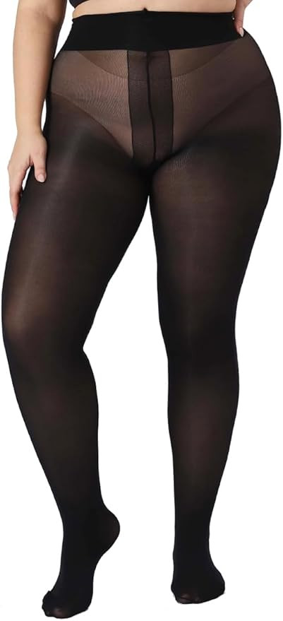Plus Size Ultra Strong Tights for Women, 40D T-Croth Semi-Sheer Pantyhose Rip-Resist High Waist S... | Amazon (US)