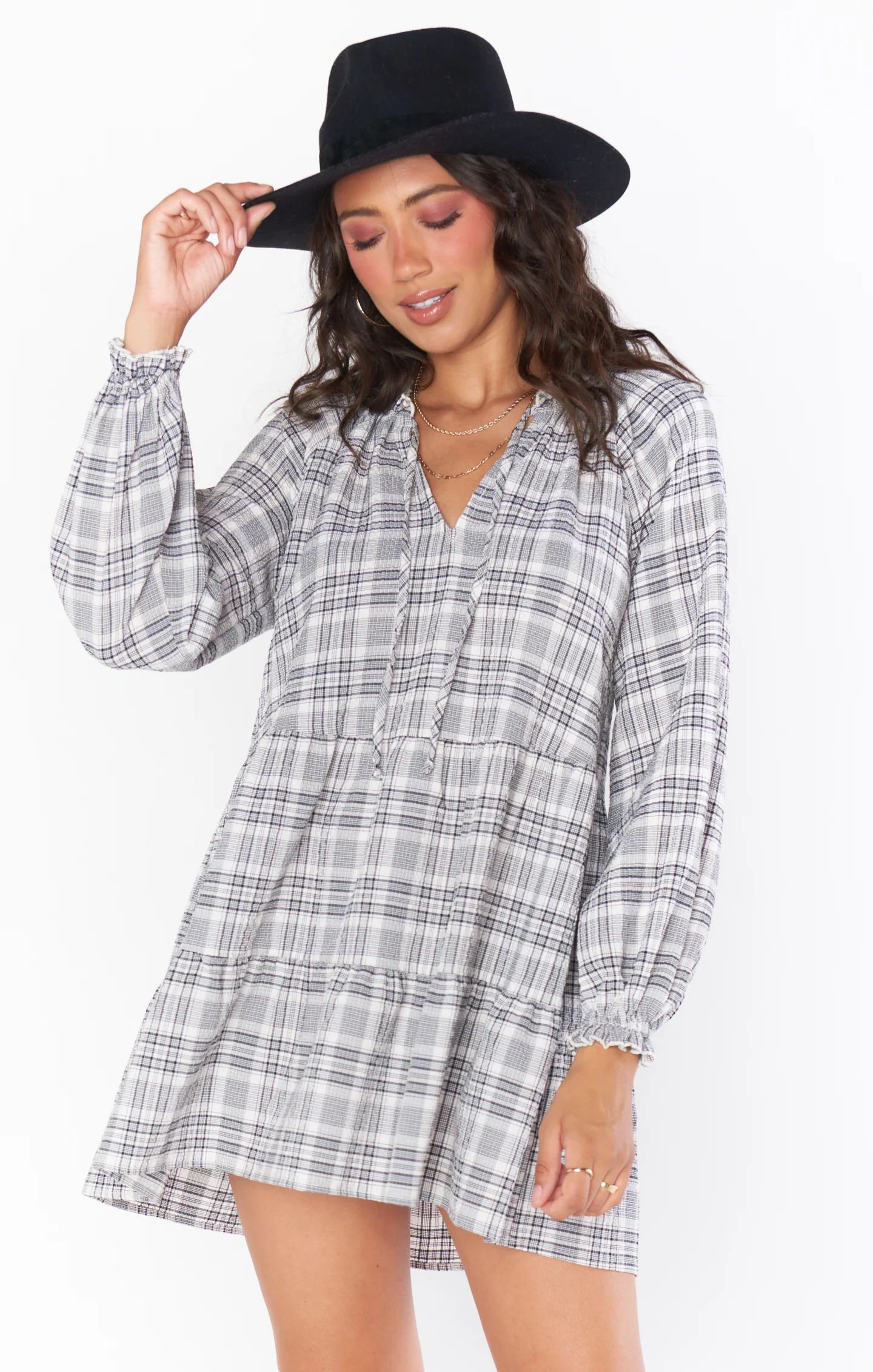 Birdie Mini Dress ~ Windowpane Plaid | Show Me Your Mumu