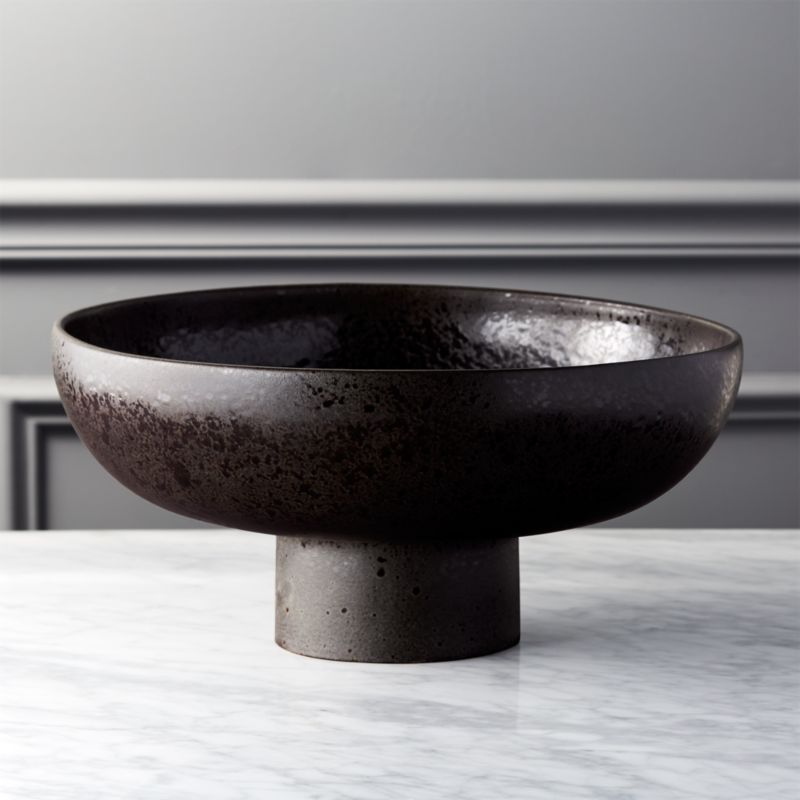 Black Ceramic Pedestal Bowl + Reviews | CB2 | CB2