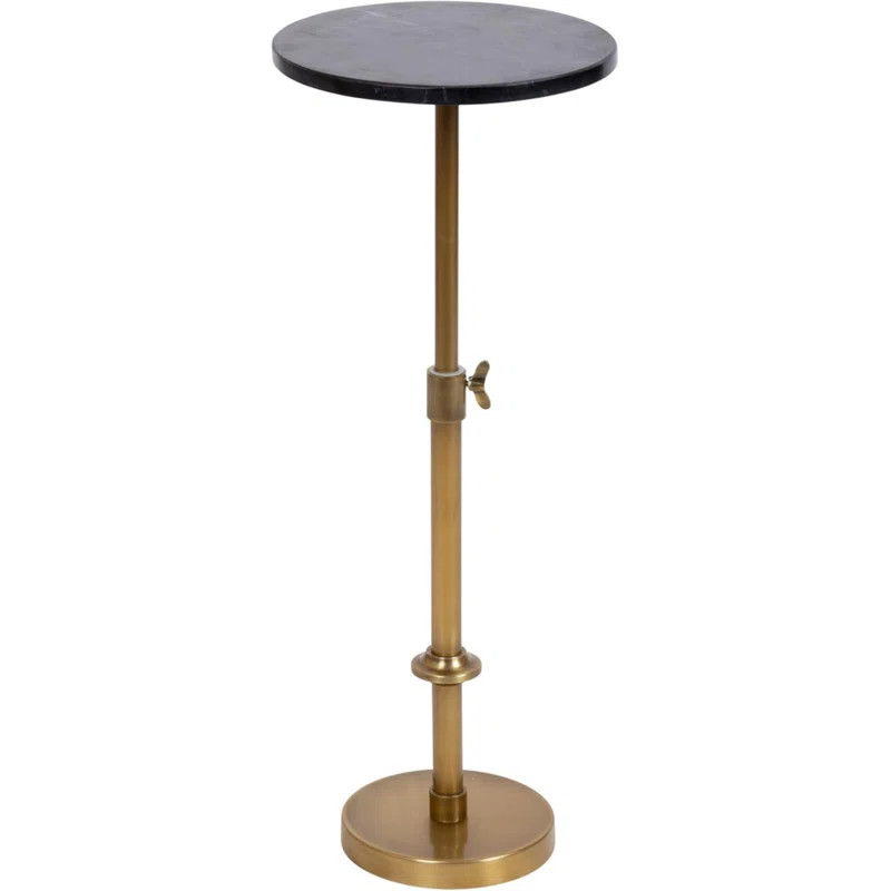 Mercer41 Traditional Adjustable-Height Pedestal Drink Table, 10 X 10 X 30, Marble And Antique Bra... | Wayfair North America