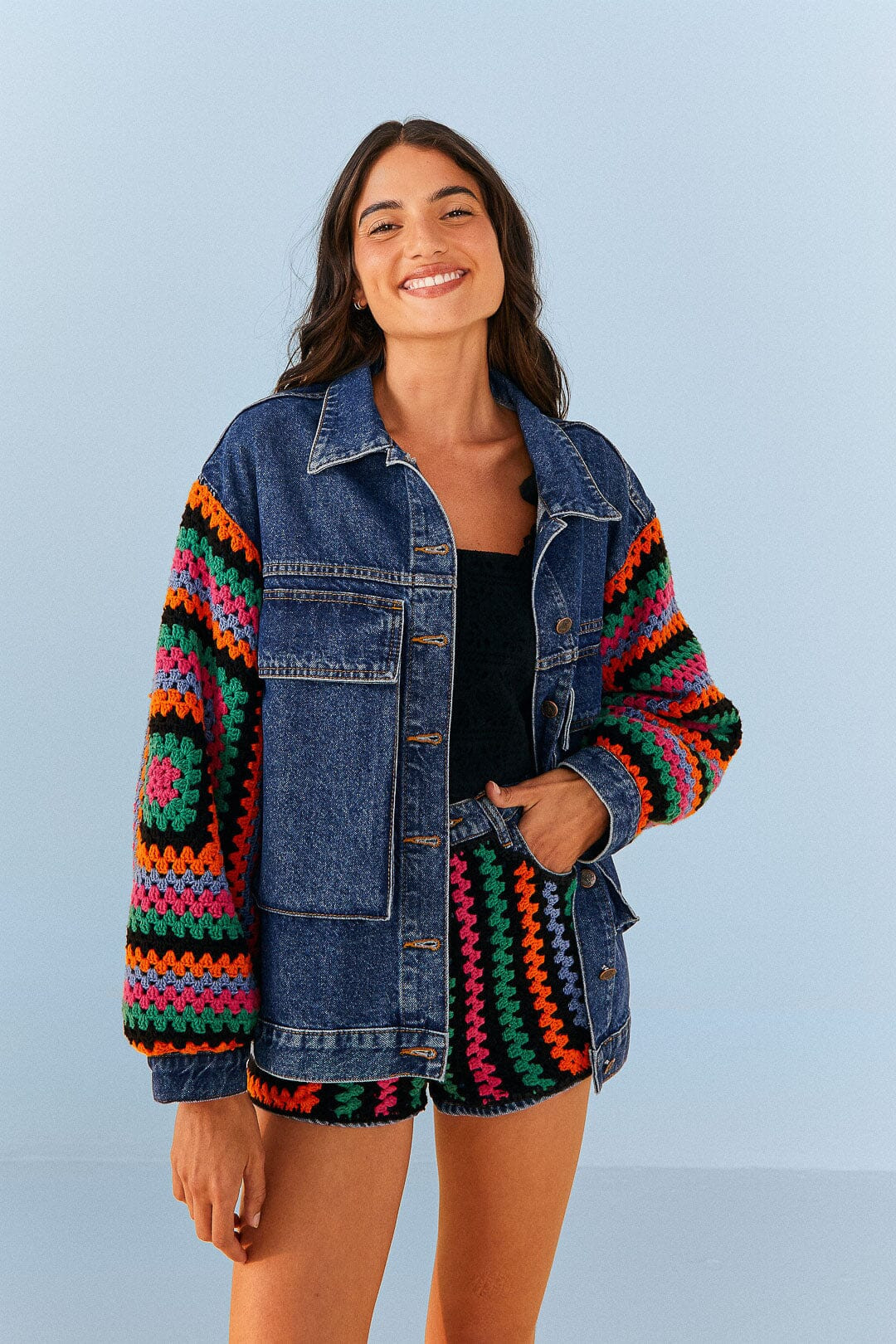 Crochet Denim Shorts | FarmRio (US)