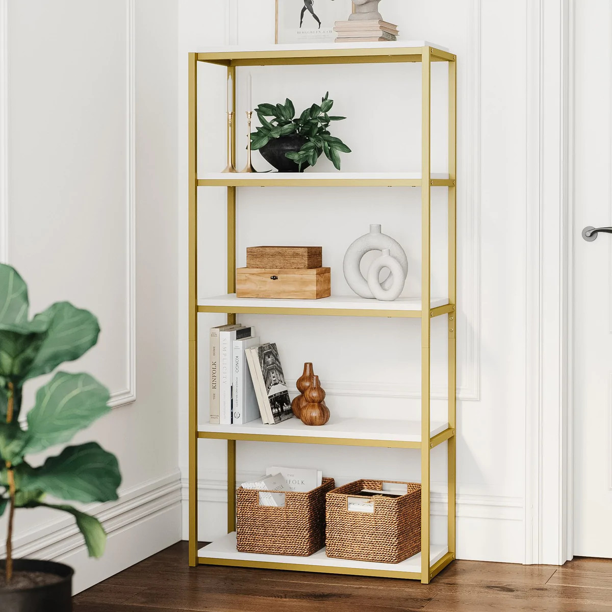 Oscar Etagere Bookcase | 5-Shelf | Metal Frame | Nathan James