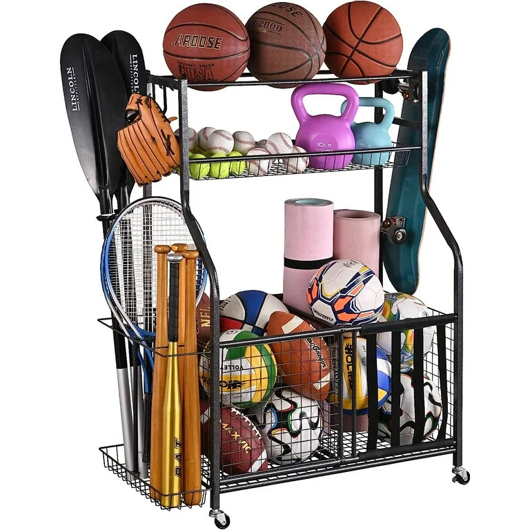 Mythinglogic Garage Storage System, Garage Organizer with Baskets and Hooks, Sports Equipment Org... | Walmart (US)