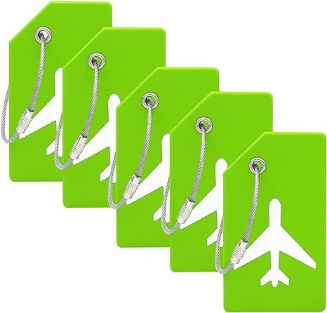 5Pack Silicone Luggage Tag with Name ID Card Perfect to Quickly Spot Luggage Suitcase by Ovener | Amazon (US)