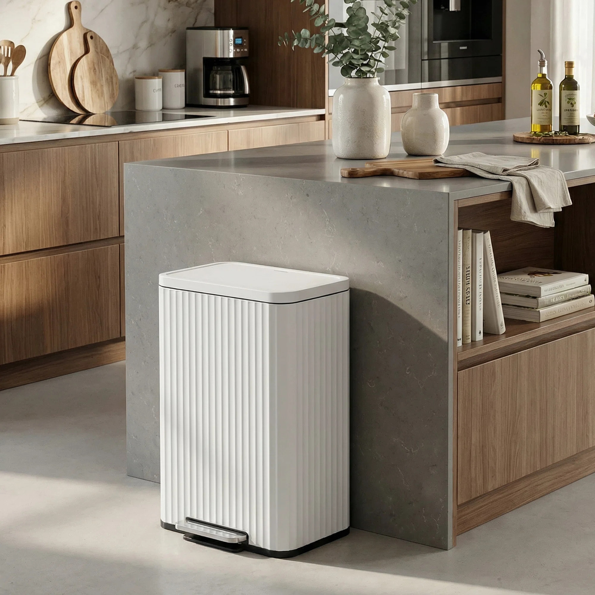 13 Gallon Trash Can, Garbage Can For Kitchen, With Lid | Wayfair North America