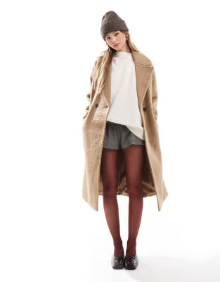 Vero Moda drop shoulder tailored coat in camel | ASOS (Global)