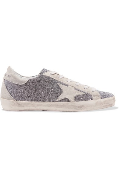 Golden Goose Deluxe Brand - Superstar Swarovski Crystal-embellished Distressed Suede Sneakers - Silver | NET-A-PORTER (US)