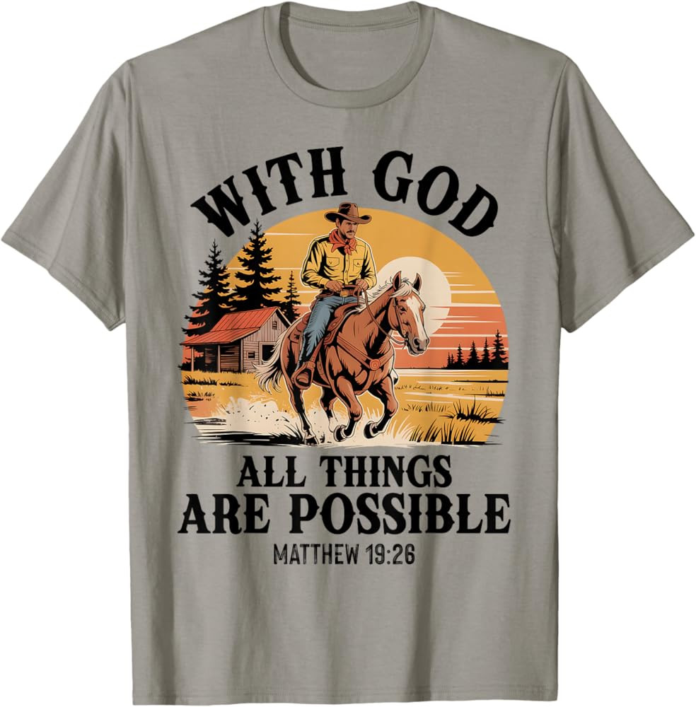 Vintage Cowboy Christian Bible Verse Western Jesus Faith T-Shirt | Amazon (US)