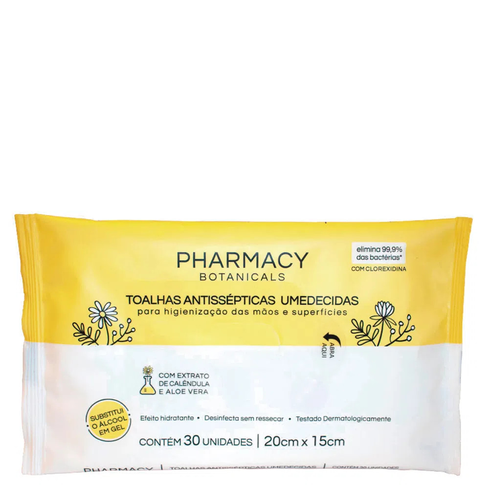 Toalhas Umedecidas Antissépticas Pharmacy Botanicals - 30 Unidades - AMOBELEZA - Produtos para C... | Amobeleza (BR)