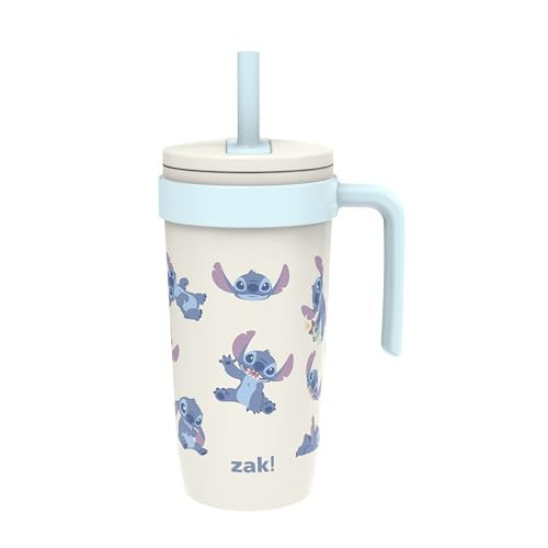 Zak Designs Disney Lilo & Stitch Fairway Travel Tumbler for On the Go or At Home, 18oz Stainless Steel with Vacuum Insulation, Spillproof Silicone Straw, and Carry Handle for Cold Drinks (Stitch) | Amazon (US)